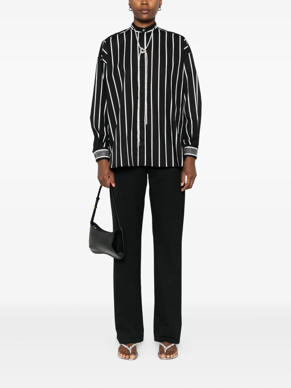 PINKO striped lace shirt - Zwart