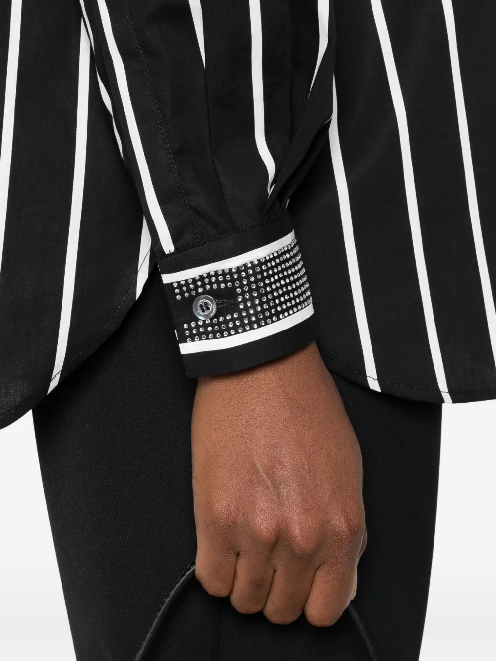 PINKO Gestreepte kanten blouse Zwart