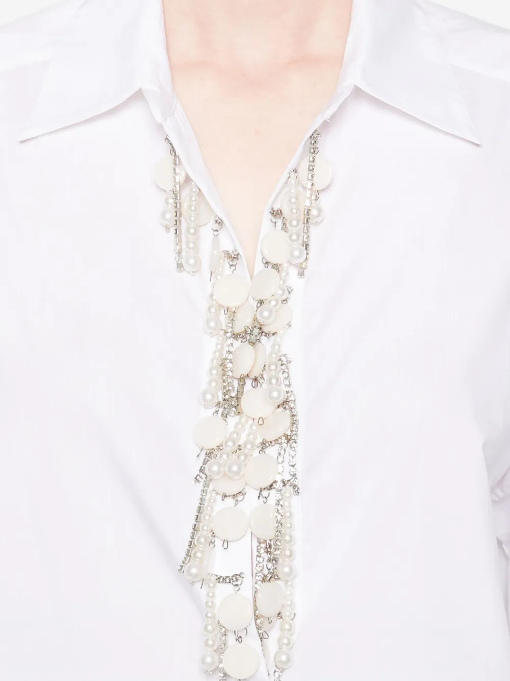 Pinko White Cotton Shirt With Classic Collar In White