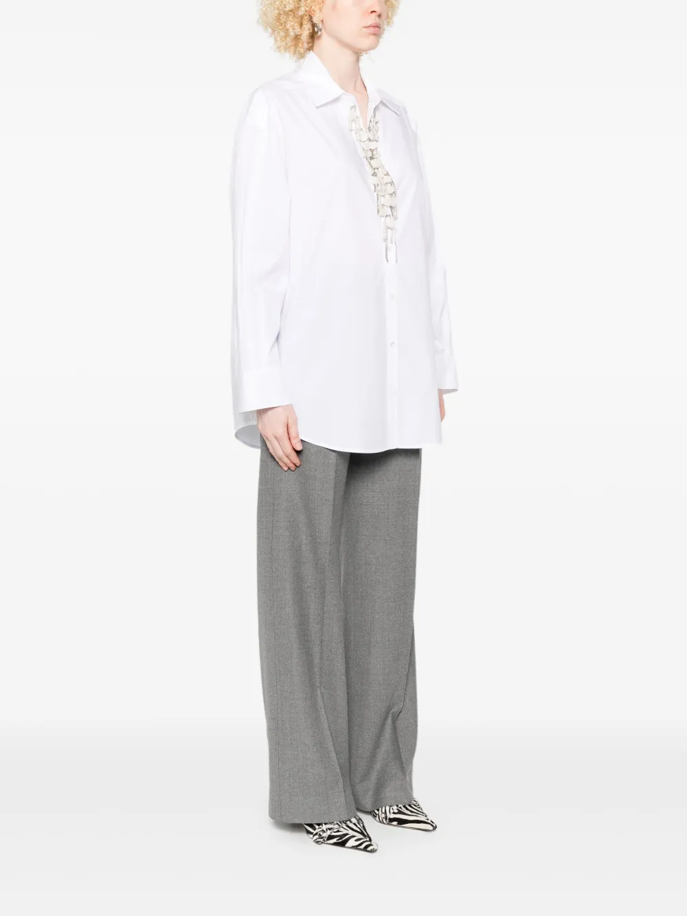 Pinko White Cotton Shirt With Classic Collar In White