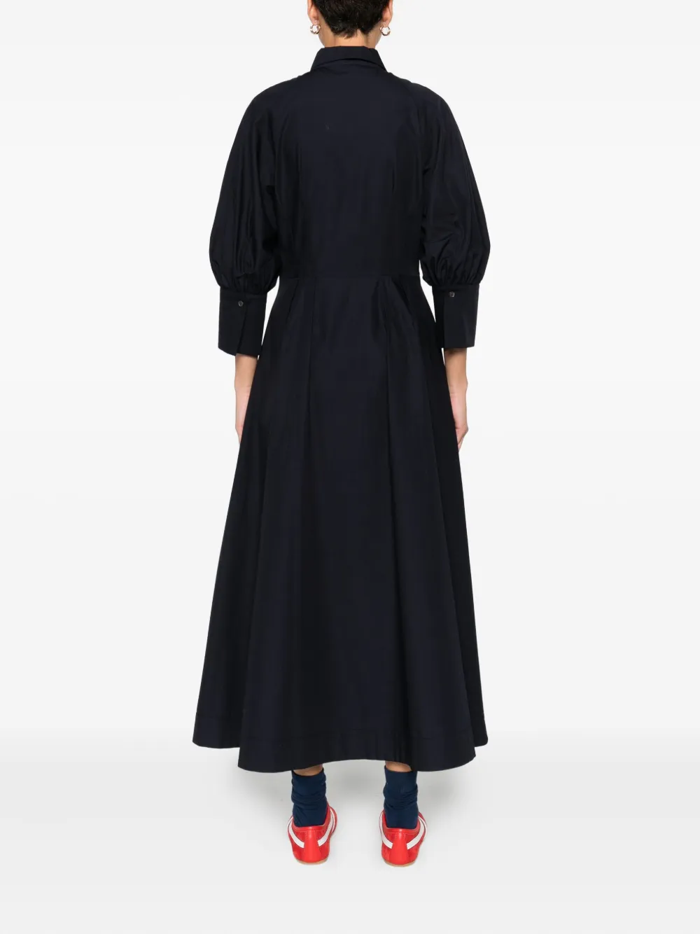 Pinko Heart-embroidered Puff-sleeve Dress In Blue