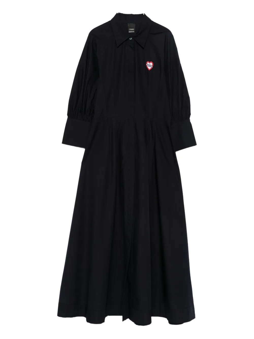 PINKO heart-embroidered puff-sleeve dress - Nero
