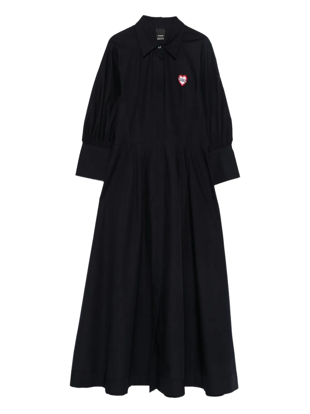 Pinko Heart-embroidered Puff-sleeve Dress In Blue
