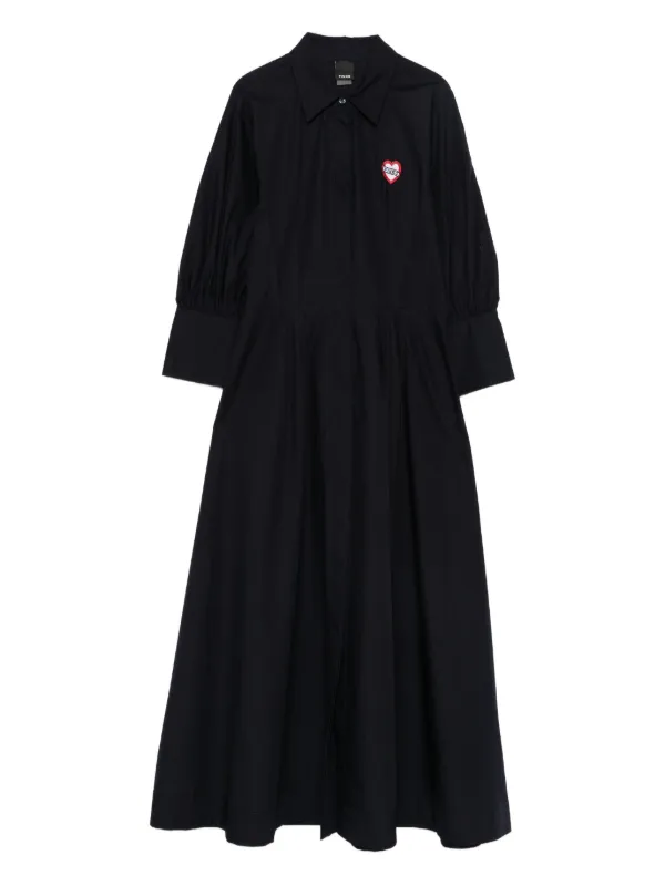 PINKO heart-embroidered puff-sleeve Dress | Black | FARFETCH
