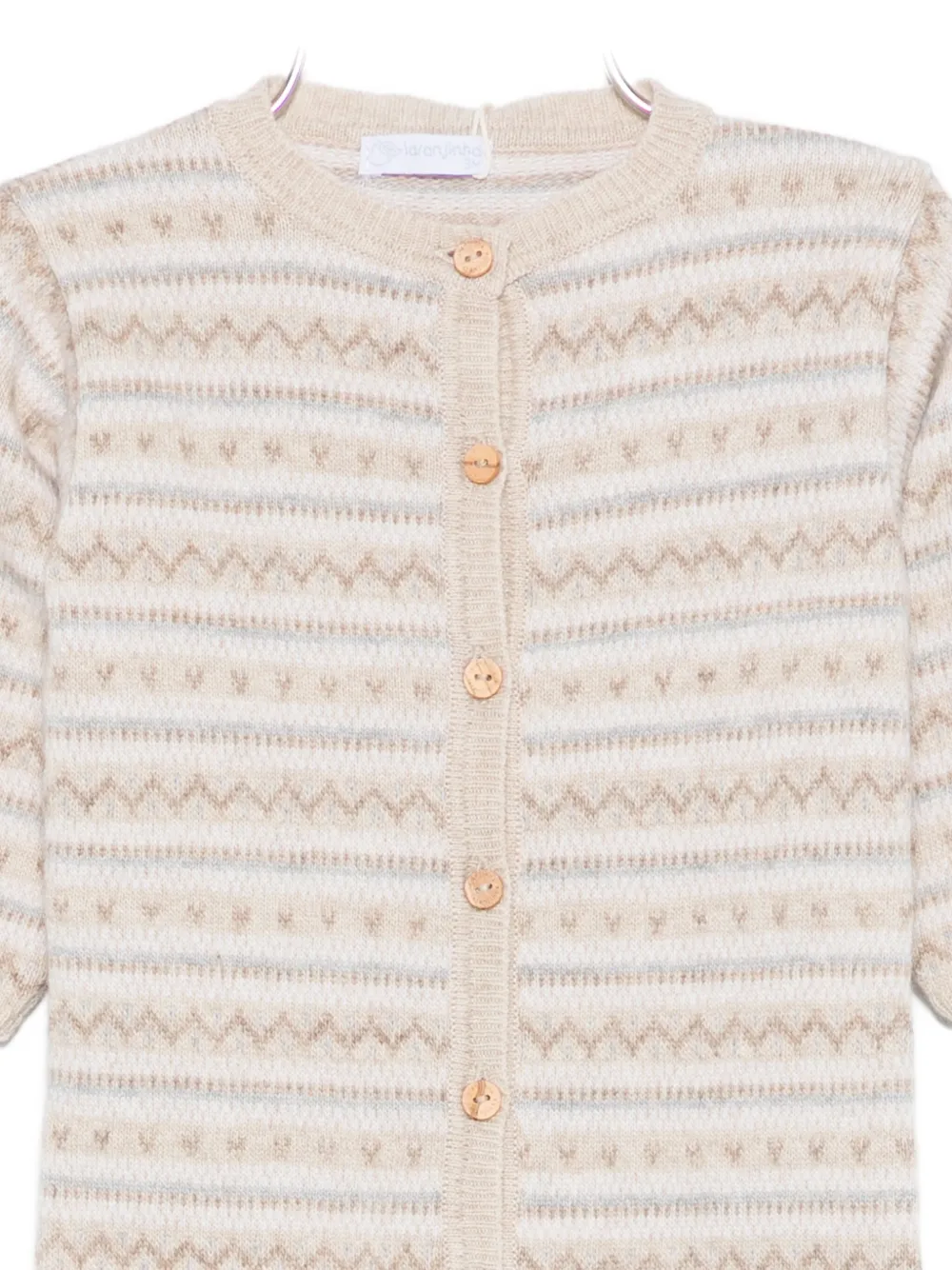 Laranjinha Knitted-striped Jumpsuit In Neutral
