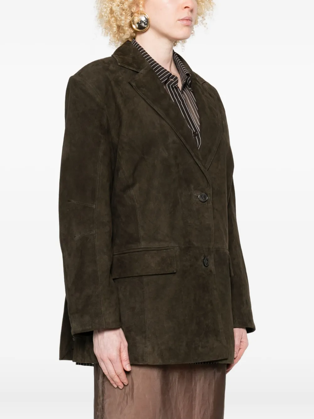 绒面皮西装夹克