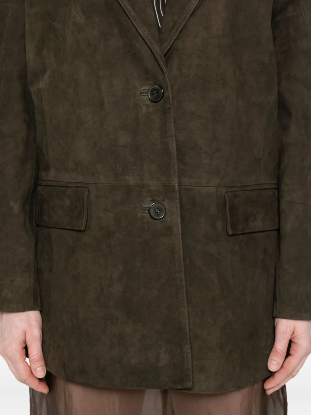 绒面皮西装夹克