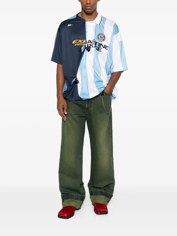 Martine Rose Panelled Striped Jersey | Blue | FARFETCH