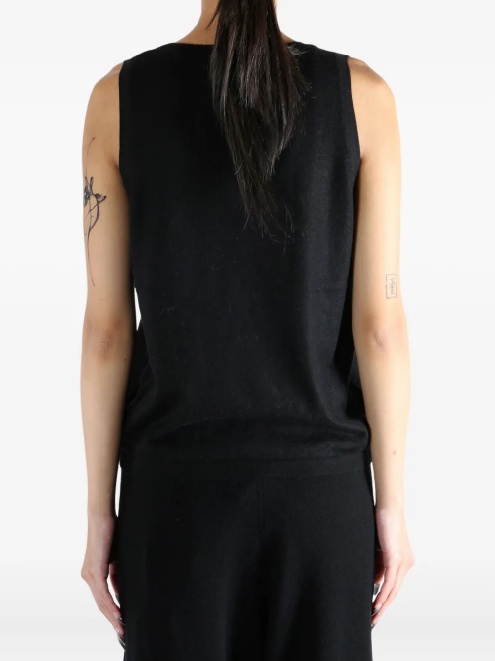Frenckenberger Round-neck Sleeveless Top In Black