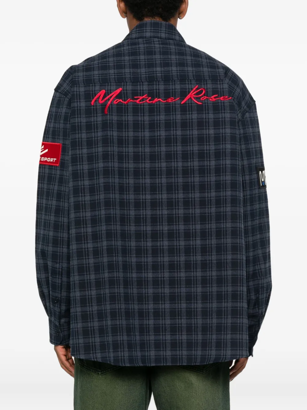 Martine Rose Geruit overhemd met kettingdetail Blauw