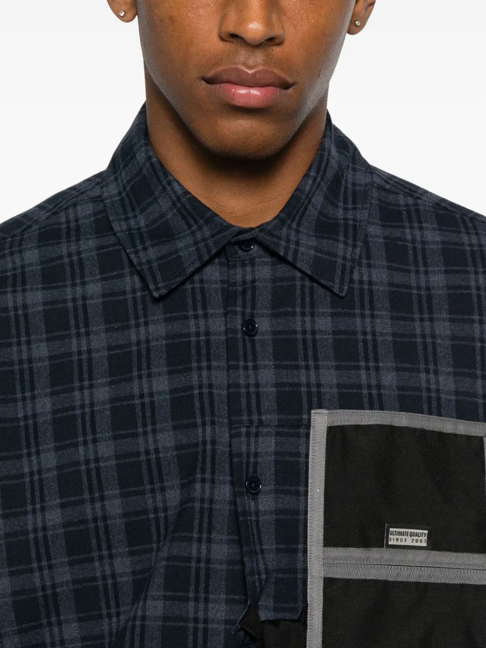 Martine Rose Geruit overhemd met kettingdetail Blauw