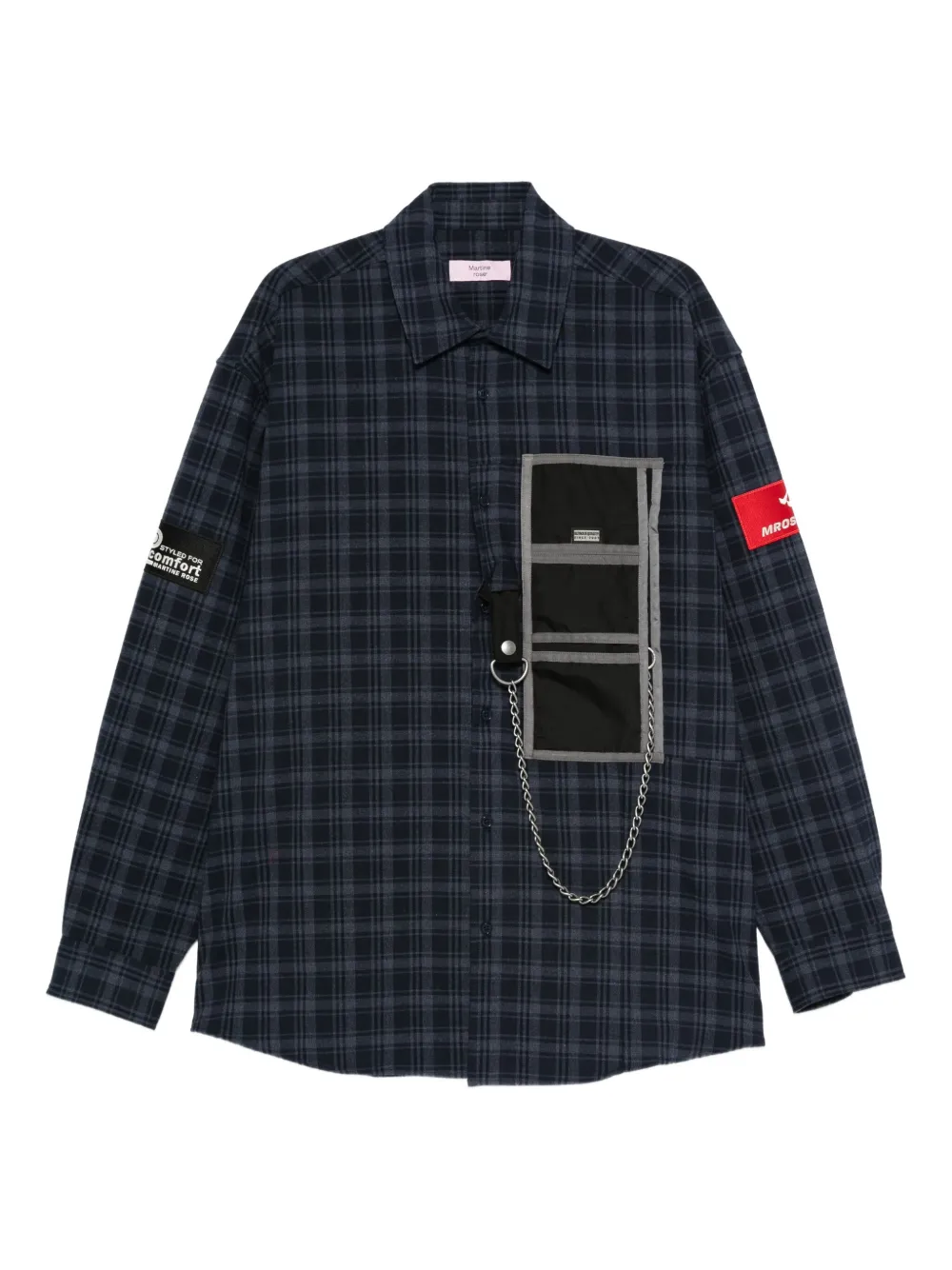 Martine Rose chain-detail checked shirt | Blue | Image 1