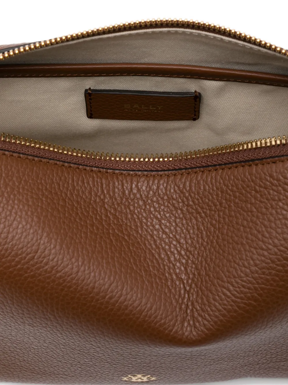 Bally Leren shopper met logo Bruin