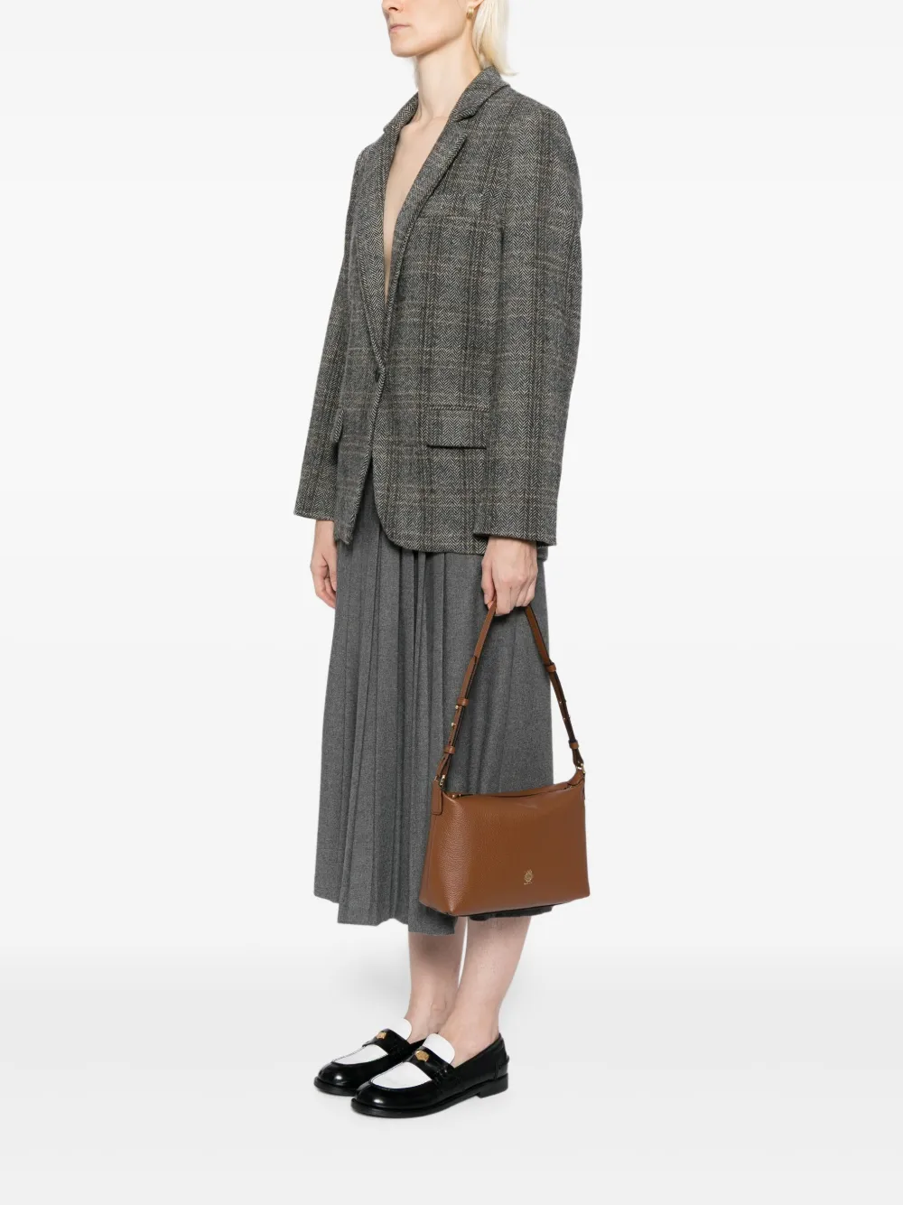 Bally Leren shopper met logo - Bruin