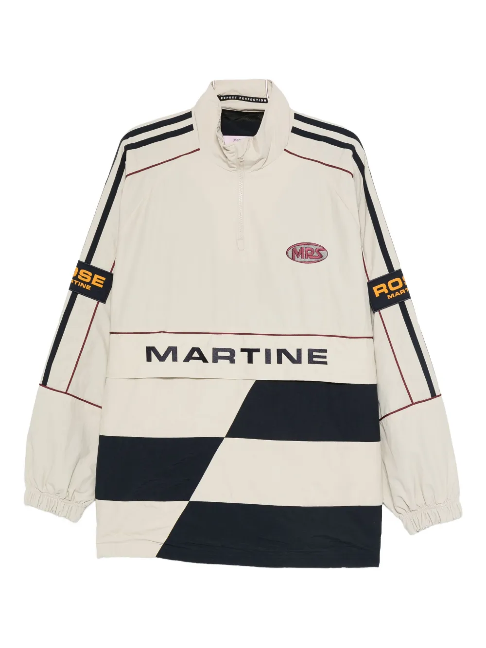 Martine Rose panelled logo-emblem half-zip sweater - Toni neutri
