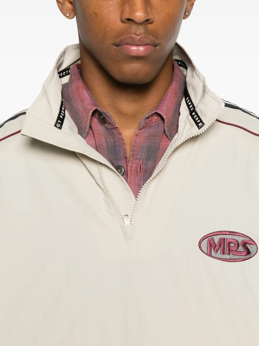 Martine Rose Panelled logo-emblem half-zip Sweater