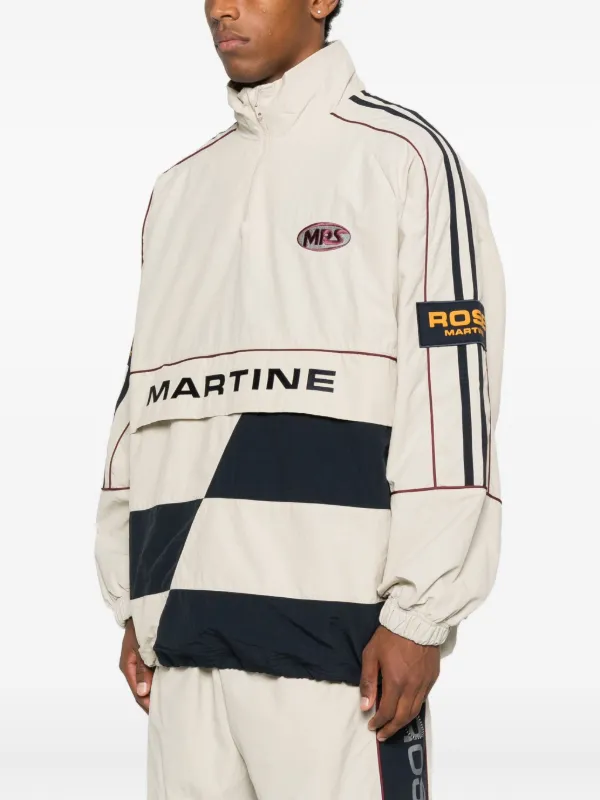 Martine Rose Panelled logo-emblem half-zip Sweater