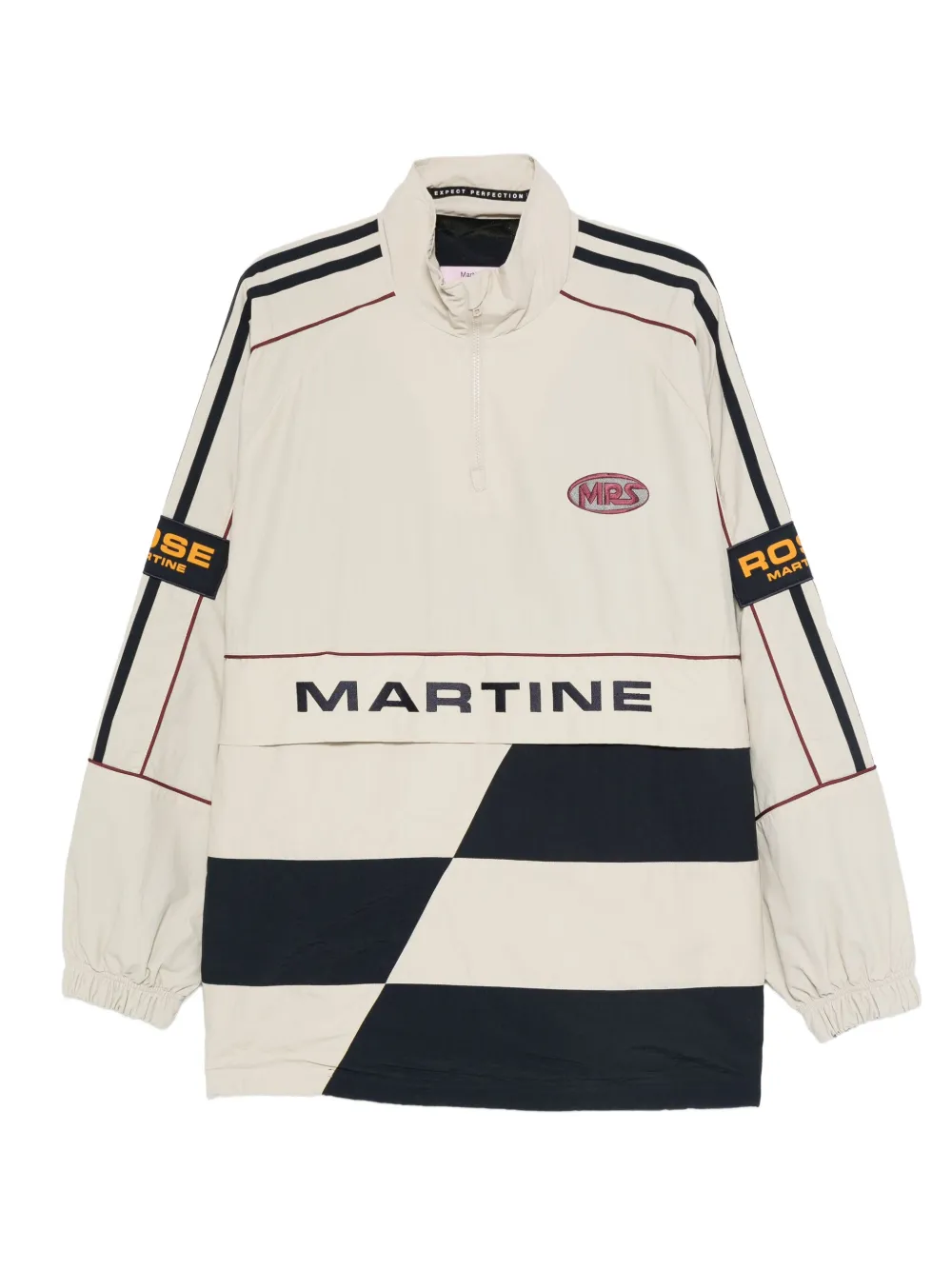 Martine Rose panelled logo-emblem half-zip sweater | Neutrals | Image 1