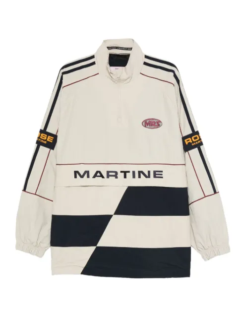 Martine Rose panelled logo-emblem half-zip sweater