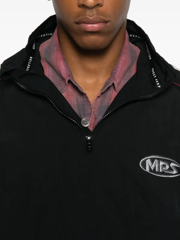 Martine Rose Panelled logo-emblem zip-up Sweater | Black