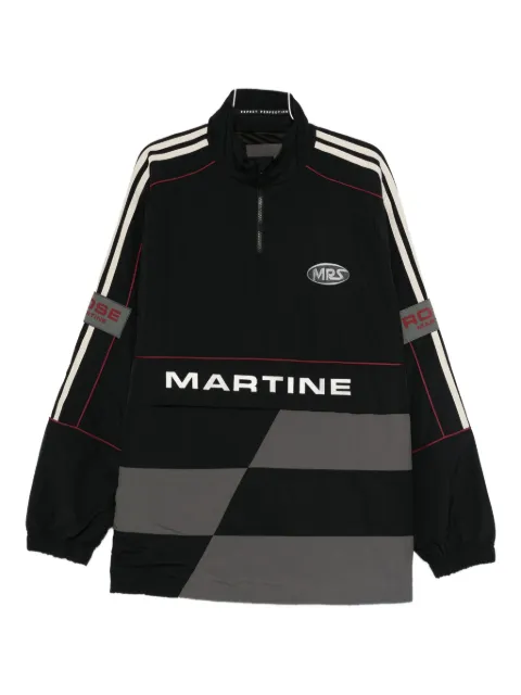 Martine Rose panelled logo-emblem zip-up sweater