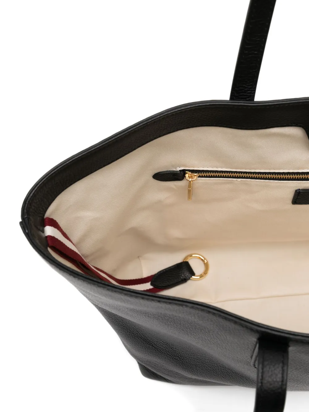 Bally Leren shopper met logo Zwart