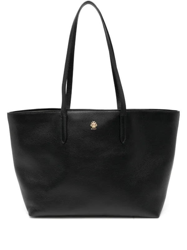Bally Logo-stamp Leather Tote Bag in Black