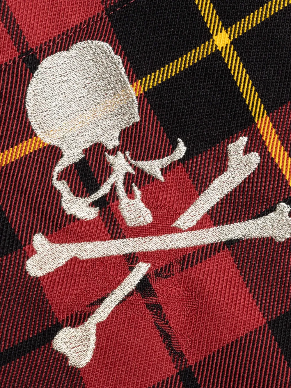 Mastermind World Geruit overhemd met geborduurde doodskop Rood