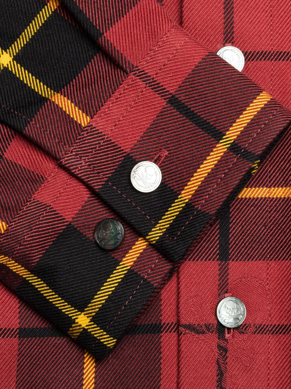 Mastermind World Geruit overhemd met geborduurde doodskop Rood