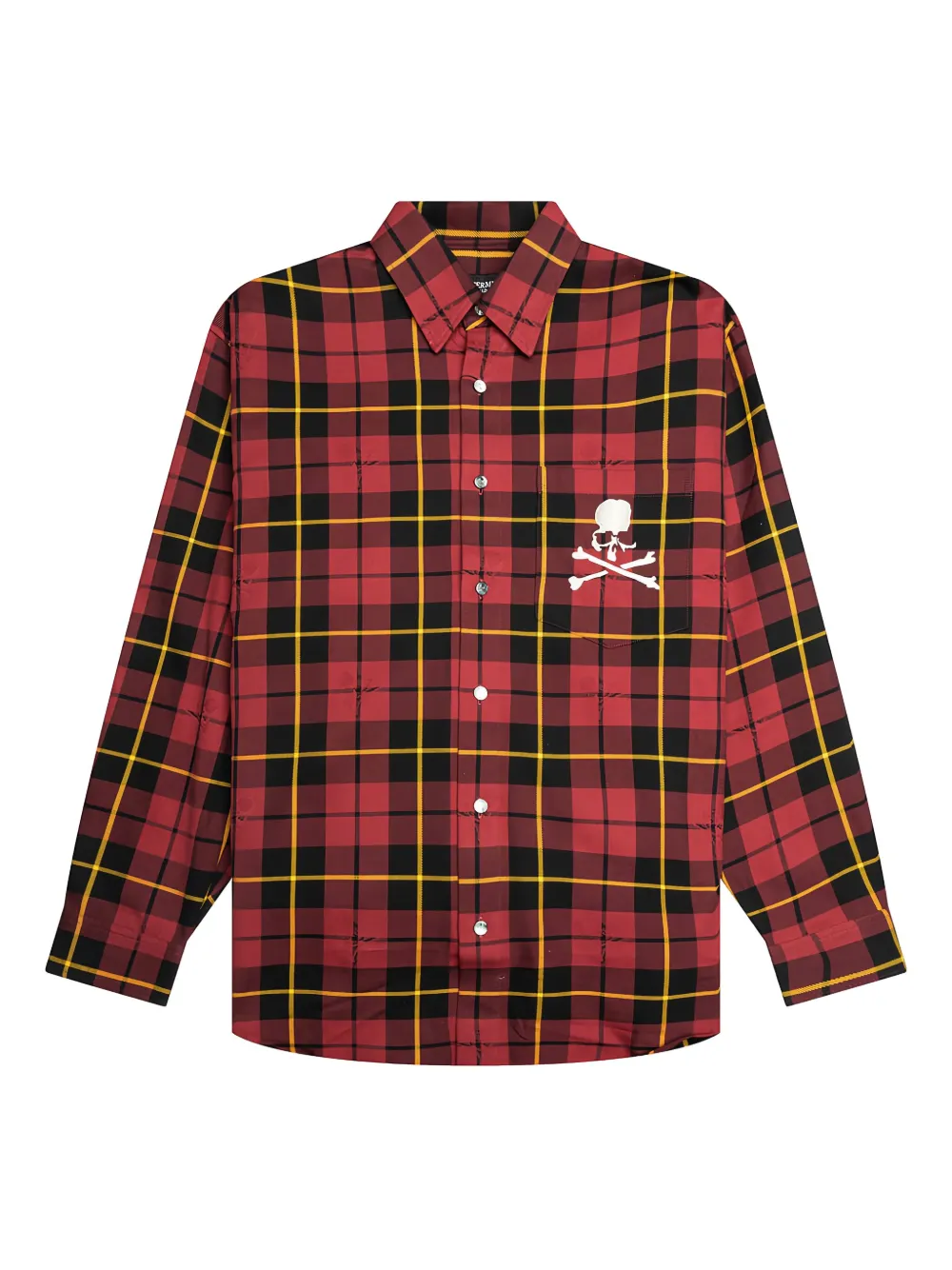 Mastermind World skull-embroidered plaid shirt - レッド Mastermind World skull-embroidered plaid shirt - レッド