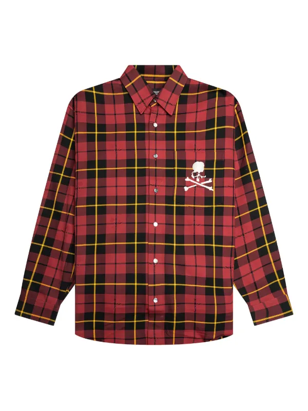 Mastermind World スカル チェックシャツ | レッド | FARFETCH JP