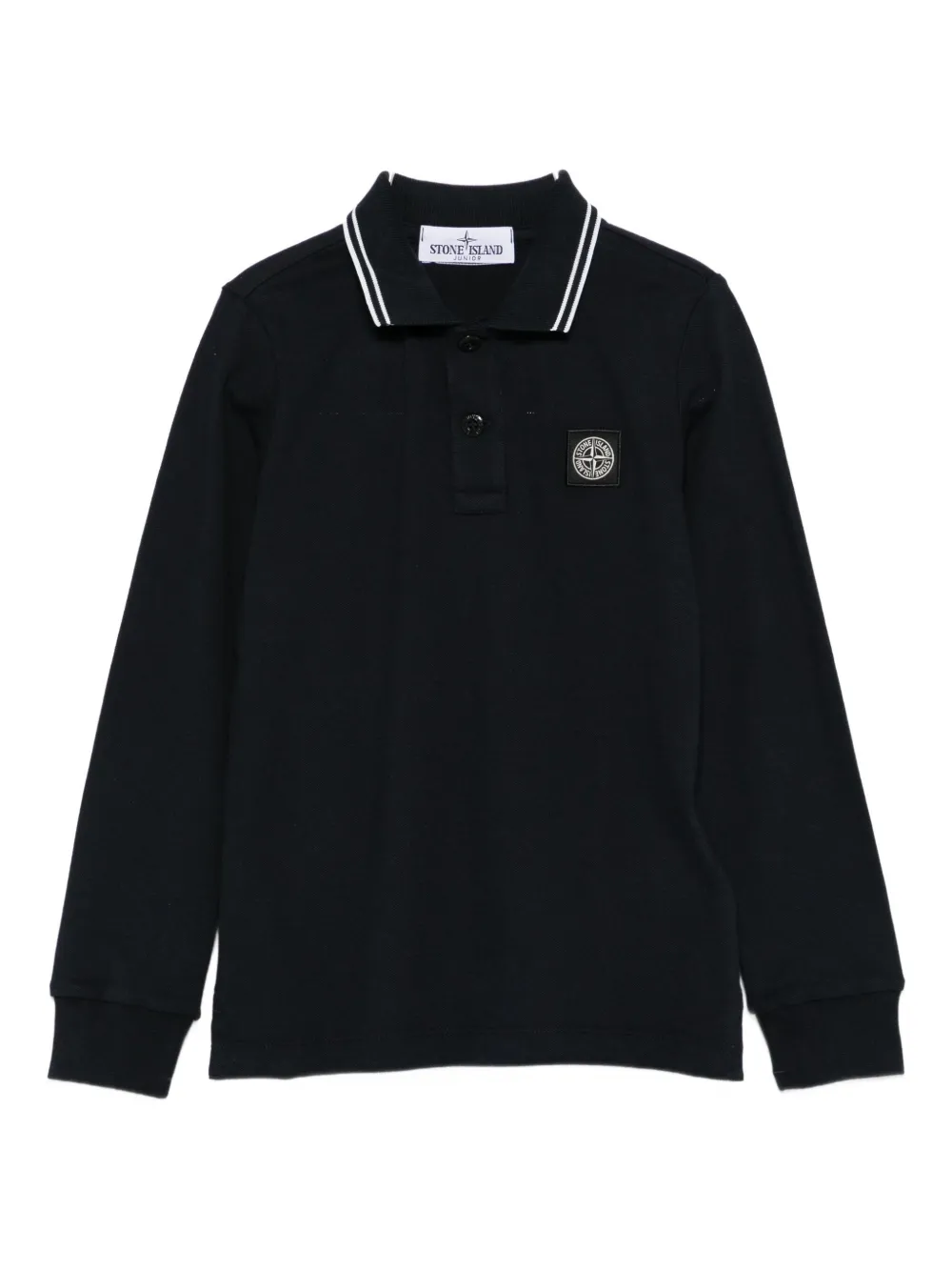 Stone Island Junior tipped-collar logo-patch polo shirt - Blu