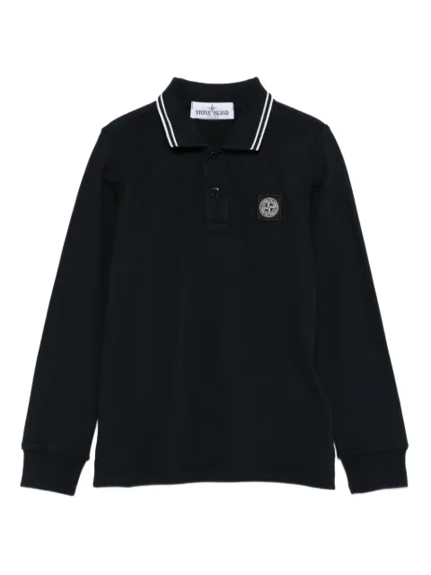 Stone Island Junior tipped-collar logo-patch polo shirt