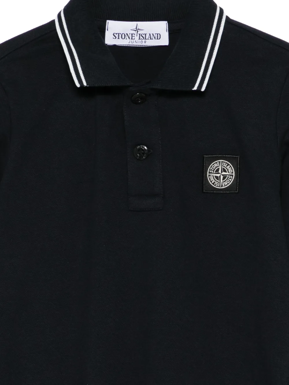 Stone Island Junior Poloshirt met logopatch en kraagdetail Blauw