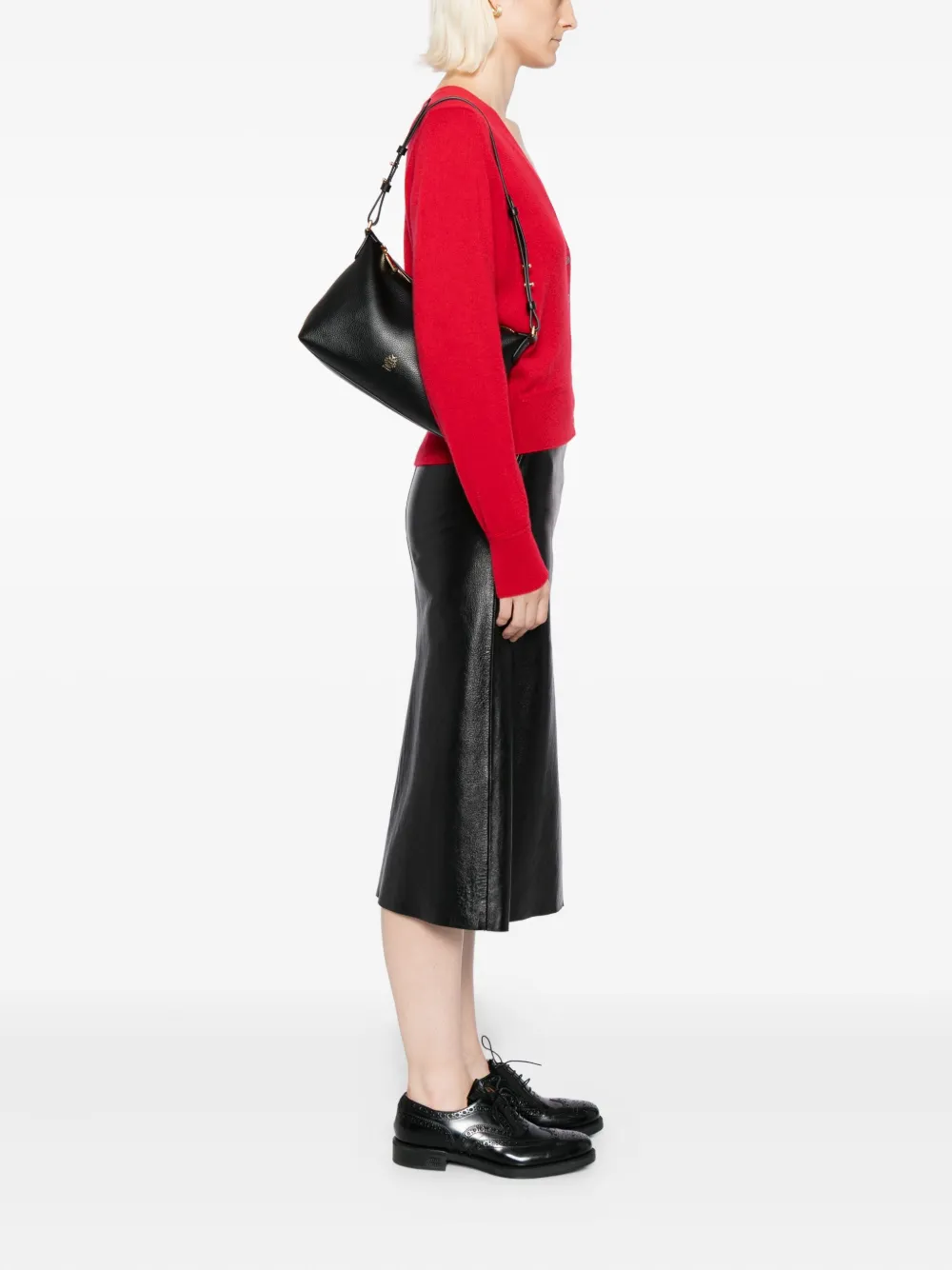 Bally Leren shopper met logo - Zwart