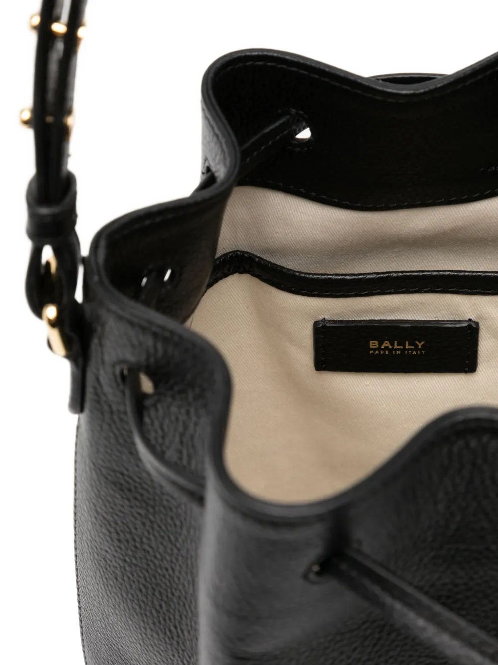Bally Leather Drawstring Bucket Bag In Black