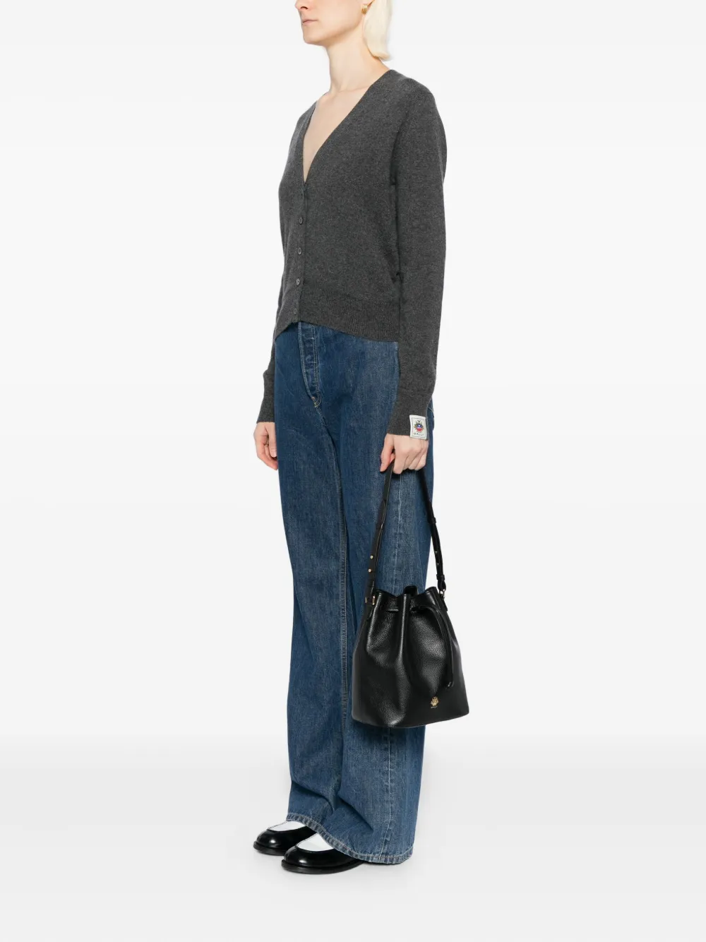 Bally Leather Drawstring Bucket Bag In Black