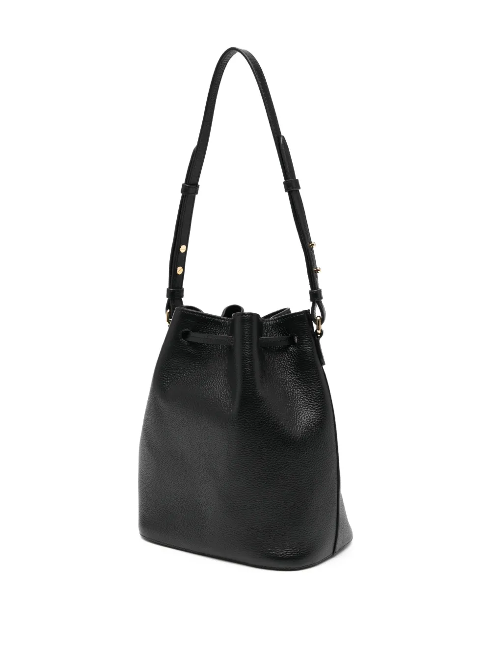 Bally Leather Drawstring Bucket Bag In Black