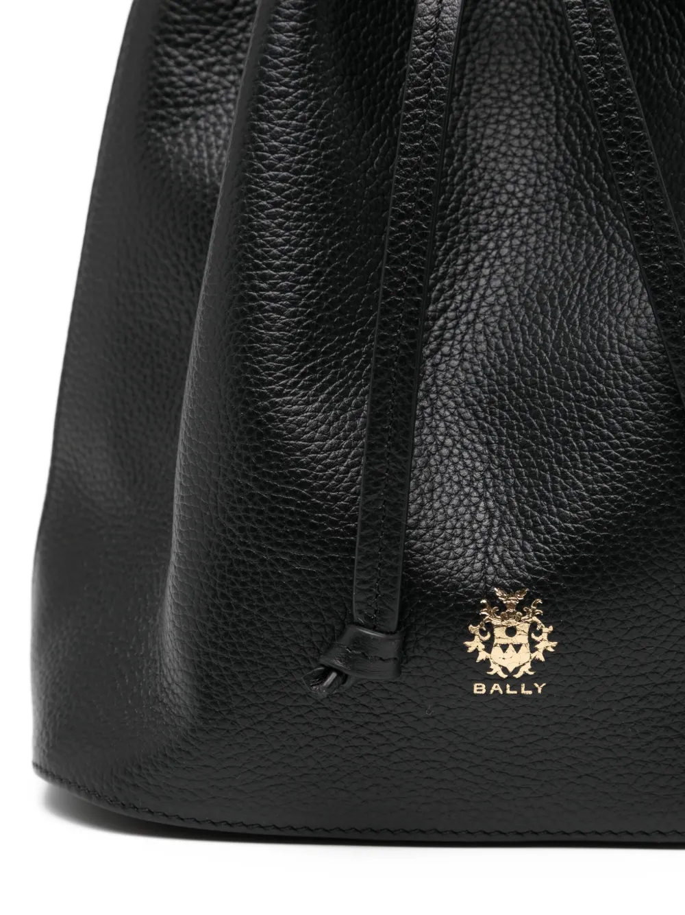 Bally Leather Drawstring Bucket Bag In Black