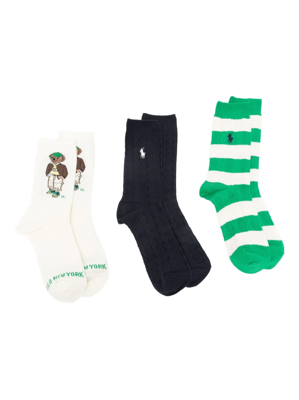 Polo Ralph Lauren Polo Bear Cable-knit Socks In Multi