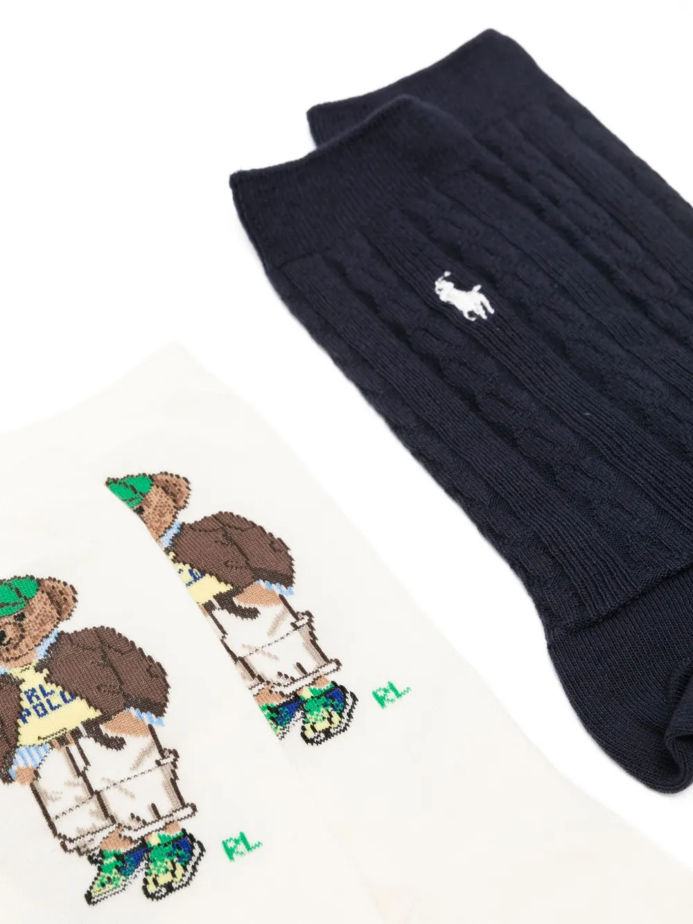 Polo Ralph Lauren Polo Bear Cable-knit Socks In Multi