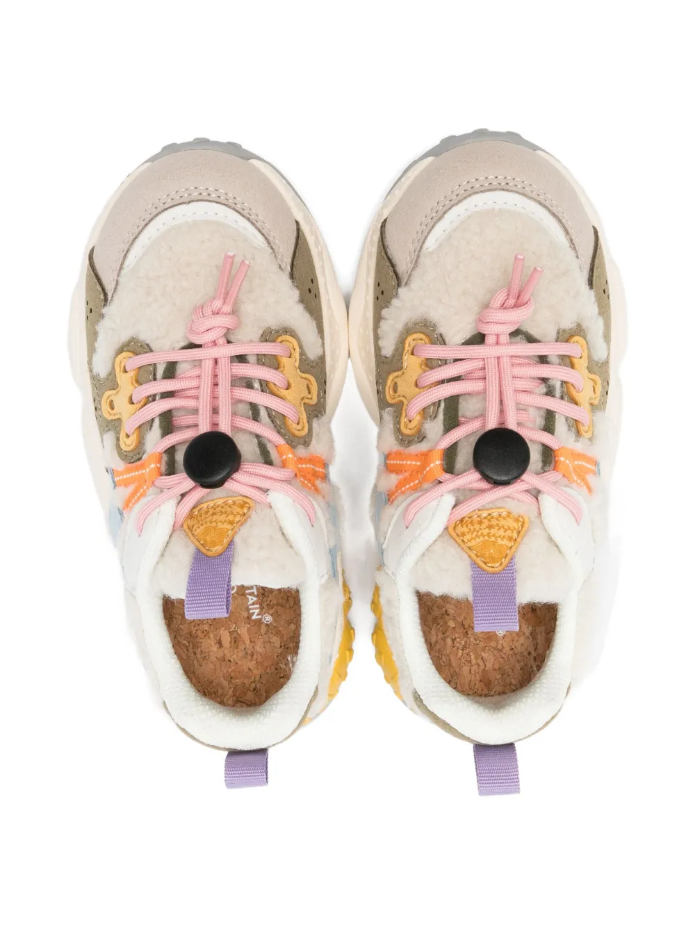 FLOWER MOUNTAIN KIDS faux fur-trimmed chunky sneakers Neutrals
