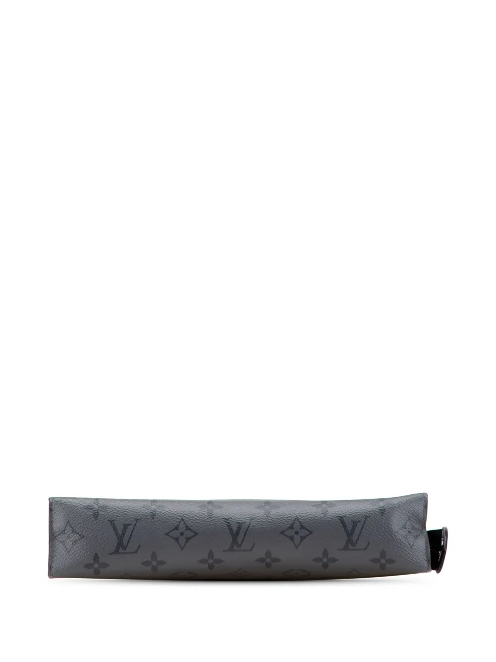 Pre-owned Louis Vuitton 2020 Monogram Eclipse Reverse Pochette Voyage Mm Clutch Bag In Gray