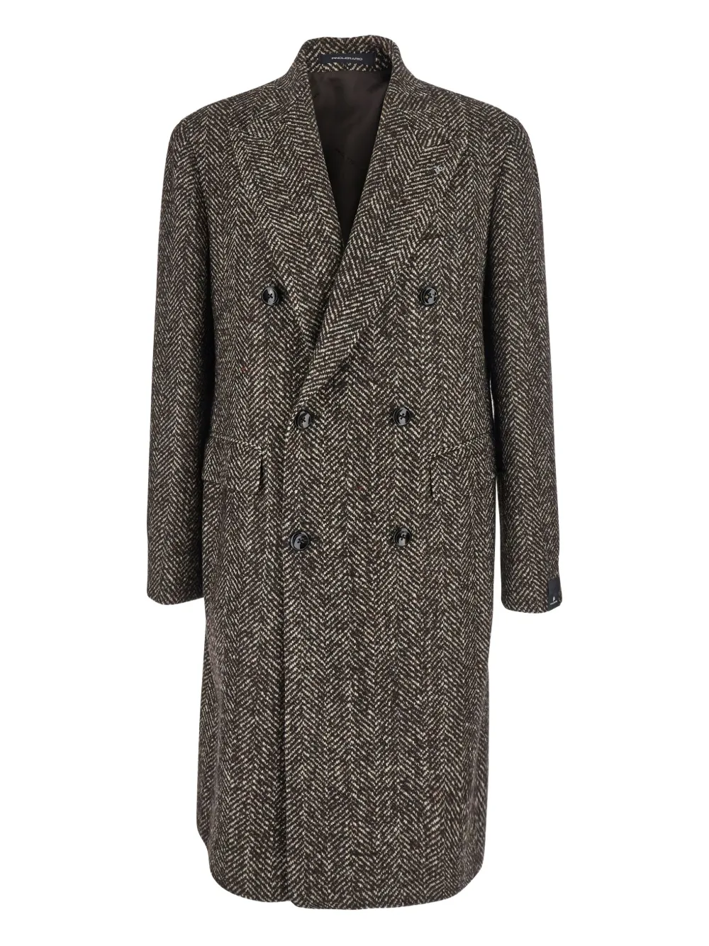 Tagliatore Herringbone Double-breasted Coat In Brown