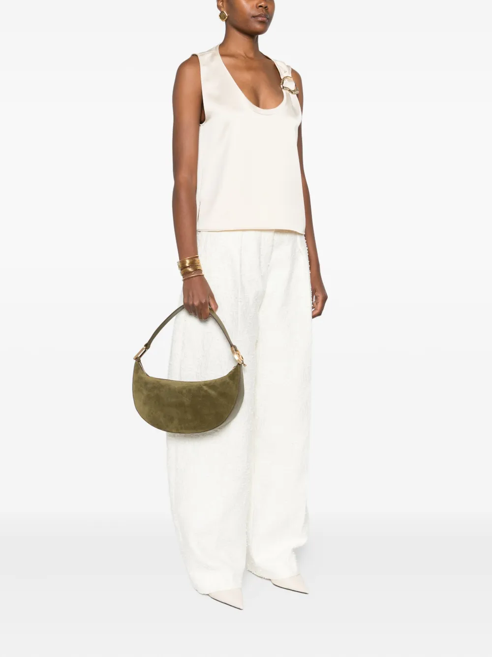 Cult Gaia suede zip-closure tote bag - Groen
