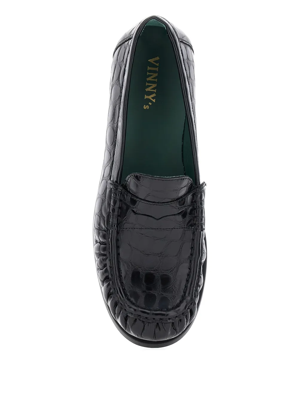 Vinny's Crocodile-embossed Leather Loafers In Black