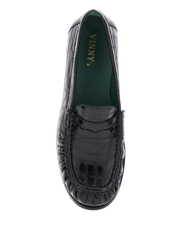 VINNY'S crocodile-embossed Leather Loafers | Black | FARFETCH