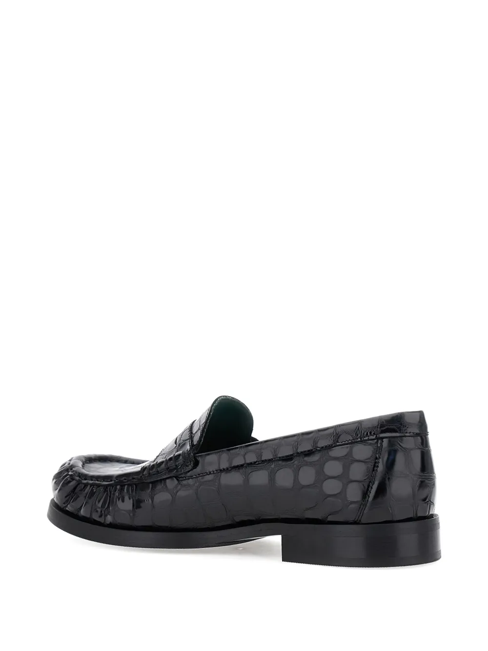 Vinny's Crocodile-embossed Leather Loafers In Black