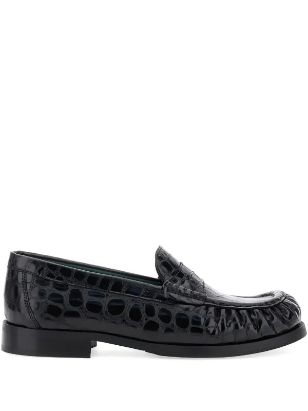 靴 MENS EMBOSSED LOAFERS / BLACK CROCODILE The Kenford Fineshoes/EMBOSSED LOAFERS BLACK CROCODILE COMBI
