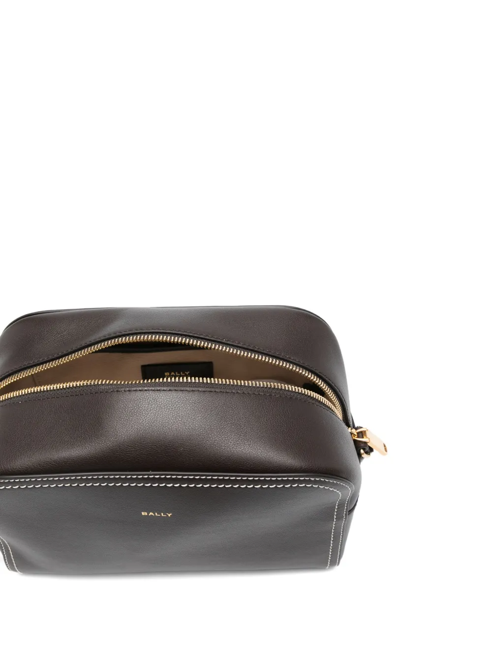 Bally Leren schoudertas met contrasterende stiksels Zwart